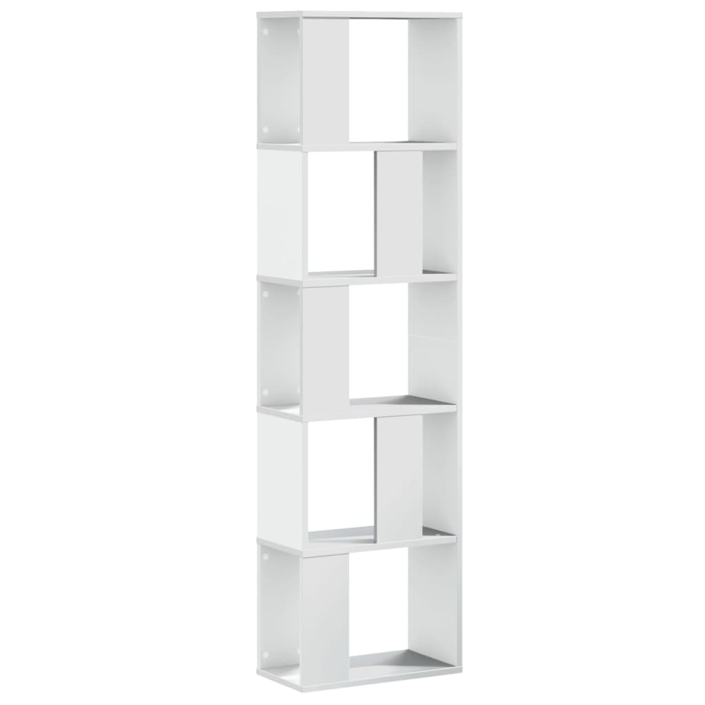 Grāmatu plaukts, 5 stāvi, balts, 45x23,5x162,5cm, koks