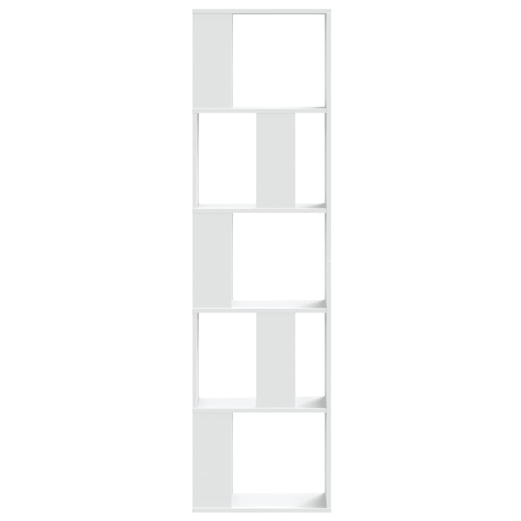 Grāmatu plaukts, 5 stāvi, balts, 45x23,5x162,5cm, koks
