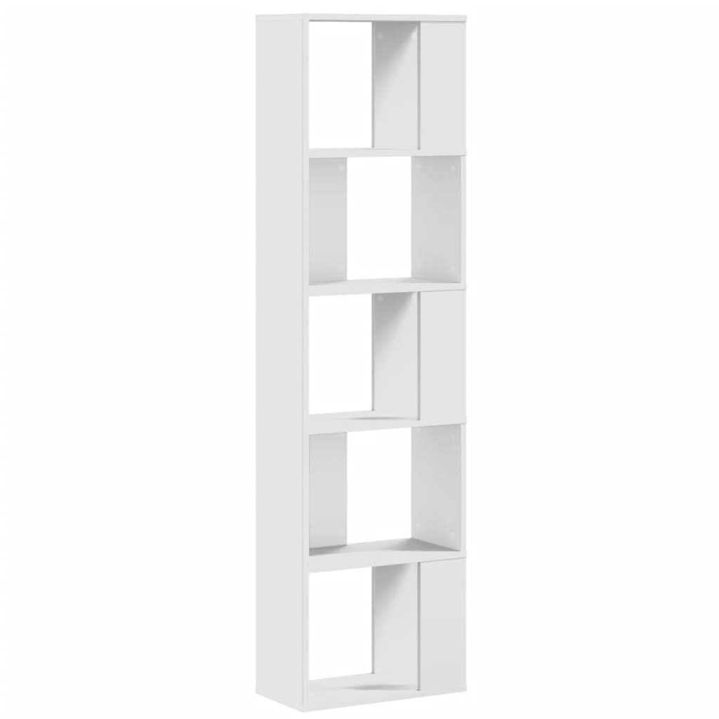 Grāmatu plaukts, 5 stāvi, balts, 45x23,5x162,5cm, koks