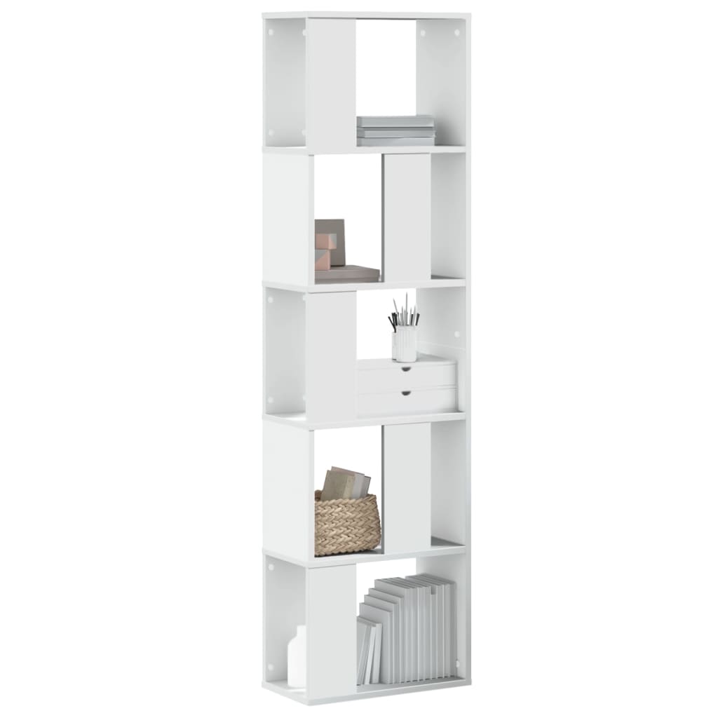 Grāmatu plaukts, 5 stāvi, balts, 45x23,5x162,5cm, koks
