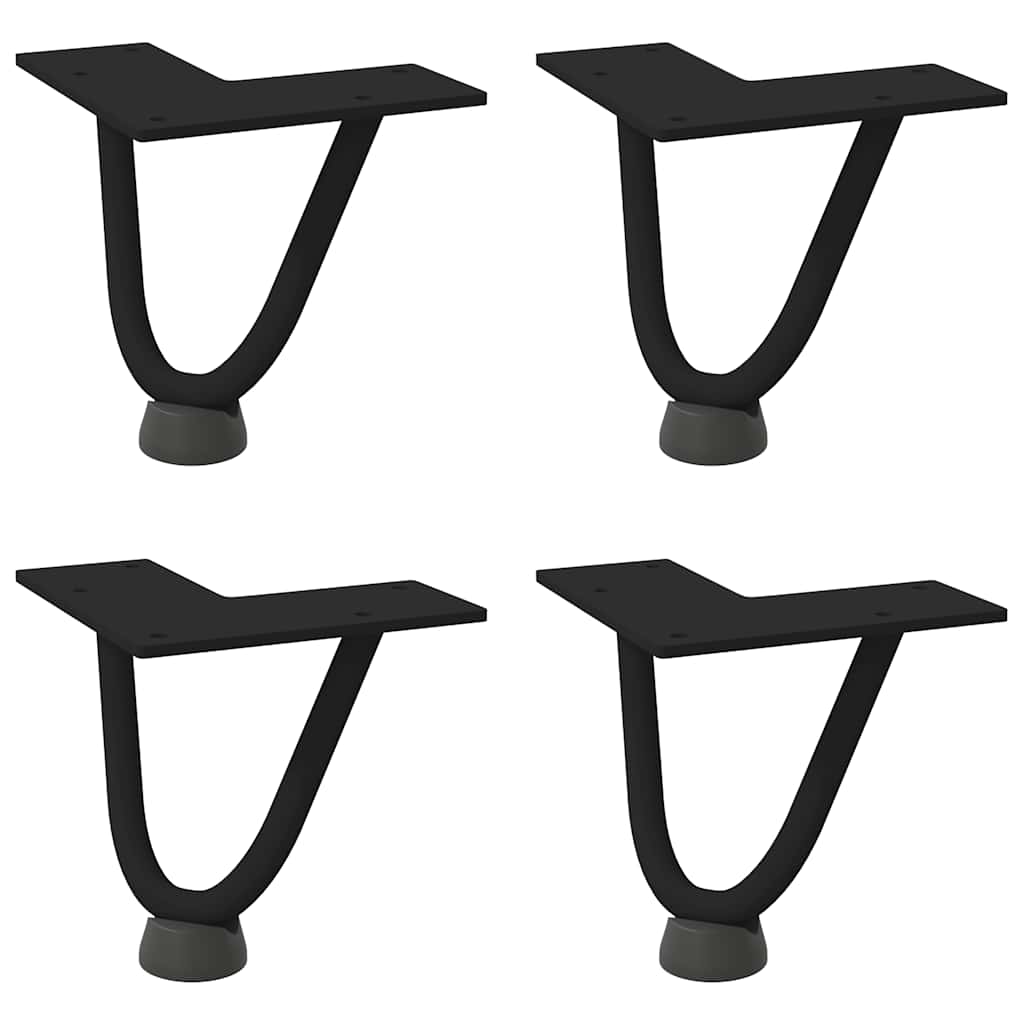 Kavos staliuko kojelės, 4 vnt., juodos, 10 cm, plienas, segtukai
