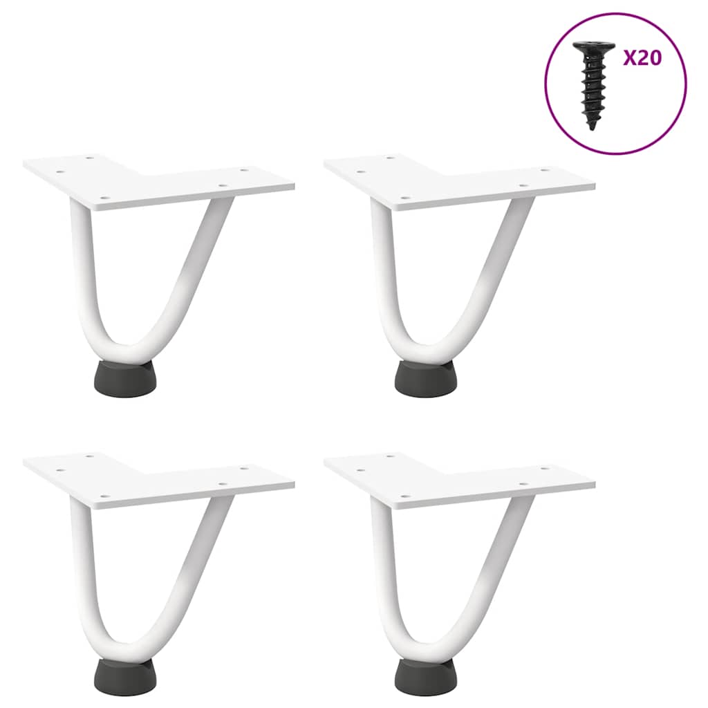 Kafijas galdiņa kājas, 4 gab., baltas, 10 cm, tērauds, matadatas