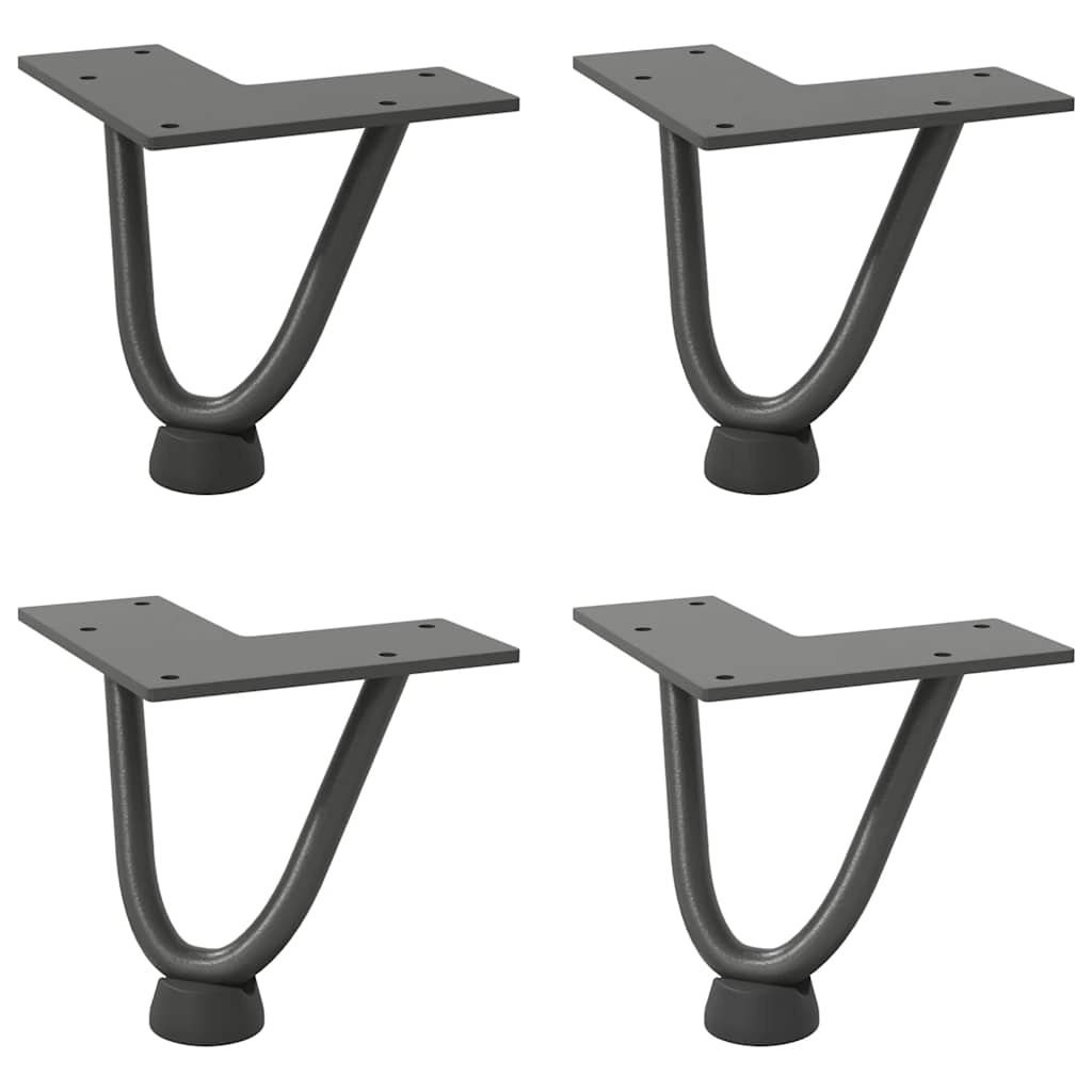Kavos staliuko kojelės, 4 vnt., antracito spalvos, 10 cm, plienas, segtukai