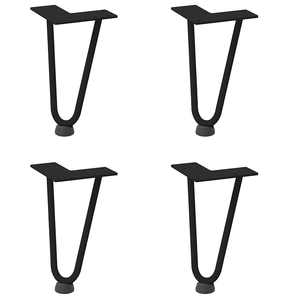 Kavos staliuko kojelės, 4 vnt., juodos, 20 cm, plienas, segtukai