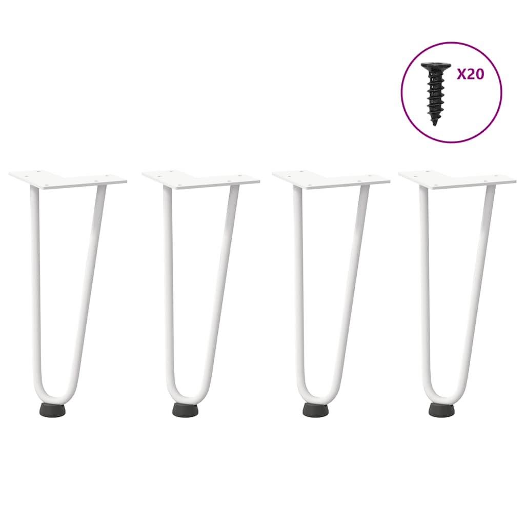 Kavos staliuko kojelės, 4 vnt., baltos, 30 cm, plienas, segtukai