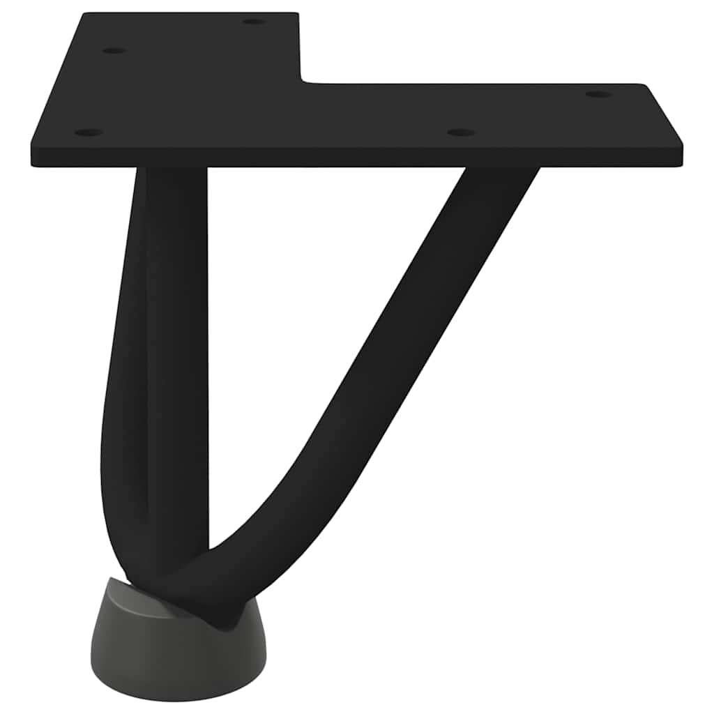 Coffee table legs, 4 pcs, black, 10 cm, steel, hairpin