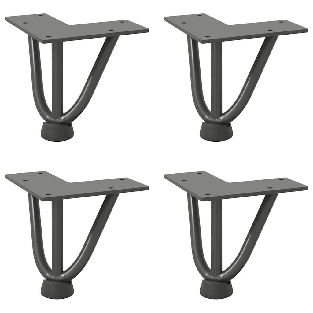 Kavos staliuko kojelės, 4 vnt., antracito spalvos, 10 cm, plienas, segtukai