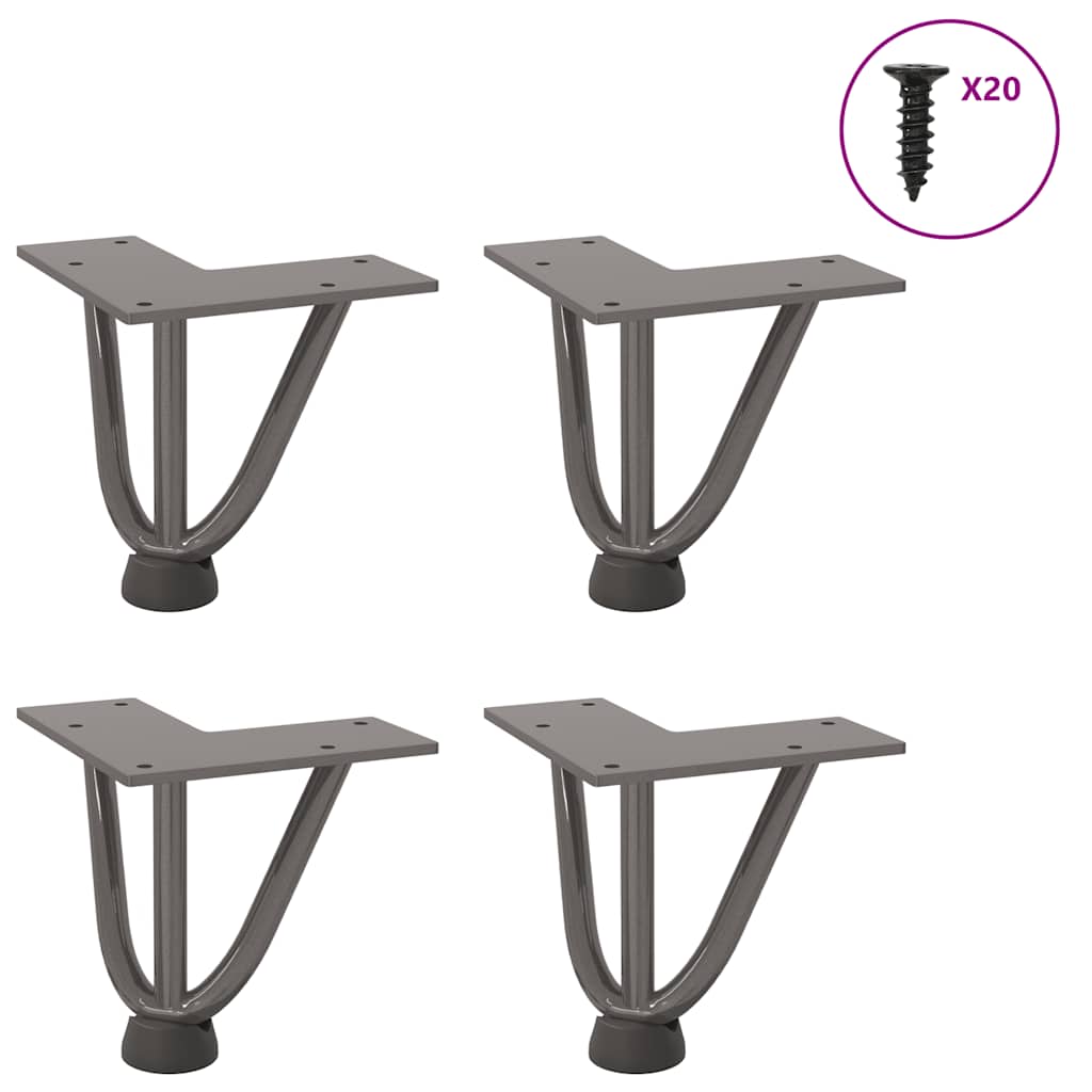 Coffee table legs, 4 pcs., natural steel, 10 cm, solid steel