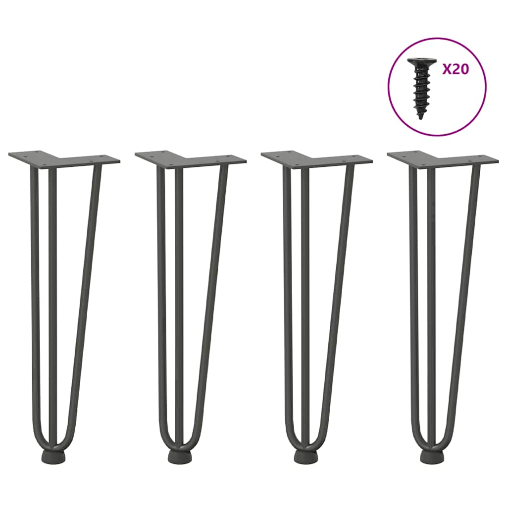 Kavos staliuko kojelės, 4 vnt., antracito spalvos, 42 cm, plienas, segtukai