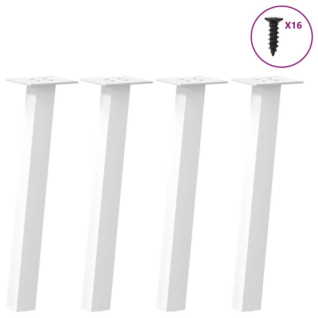 Coffee table legs, 4 pcs., white, 42 cm, steel