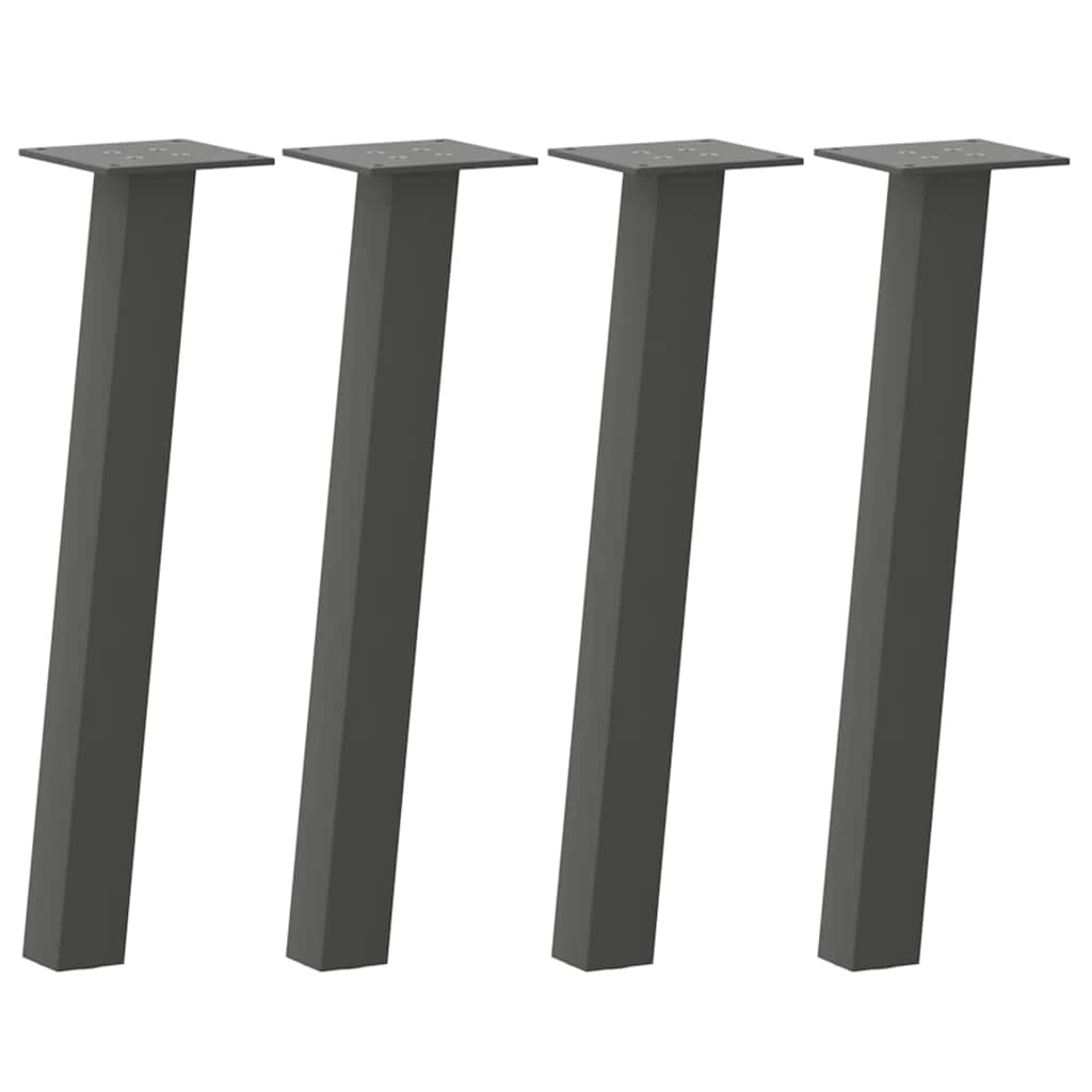 Kavos staliuko kojelės, 4 vnt., antracito spalvos, 42 cm, plienas