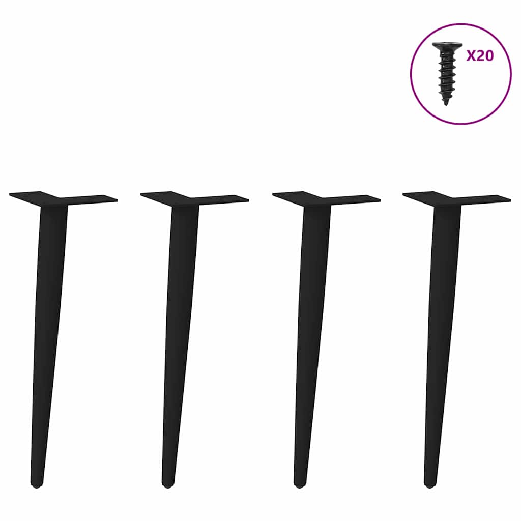 Coffee Table Legs, Conical, 4 pcs, Black, 42-43 cm, Steel