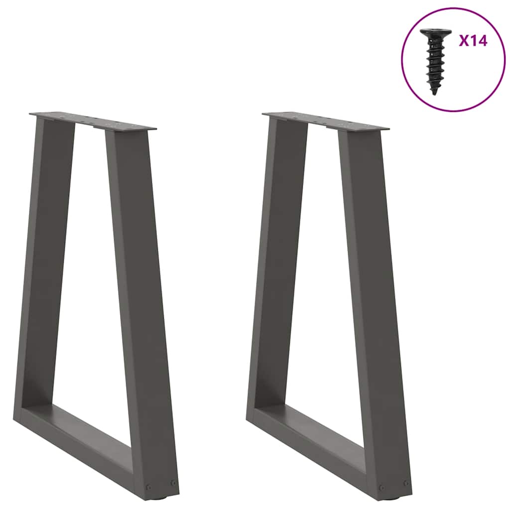 Dining table legs, V-shaped, 2 pcs, anthracite, 50x(72-73.3) cm, steel