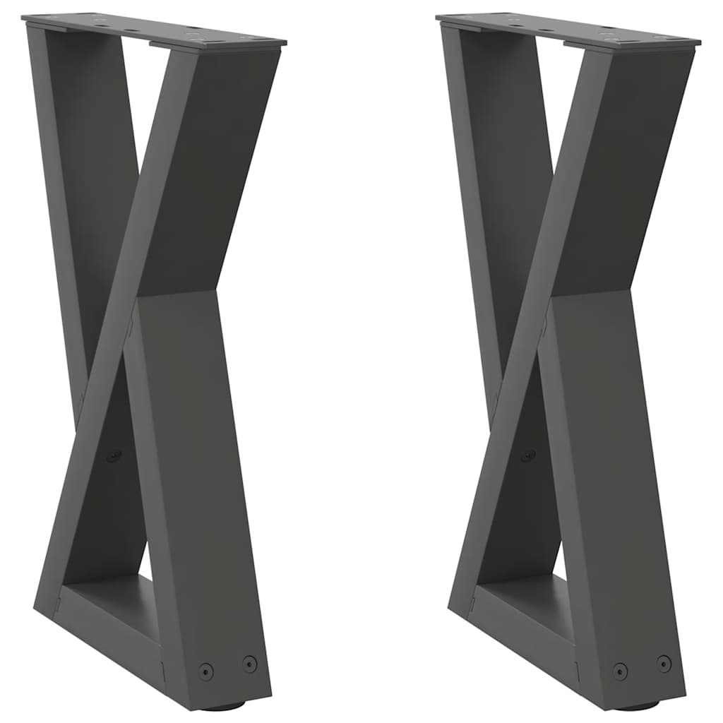 Kavos staliuko kojelės, 2 vnt., antracito spalvos, 38x(42-43,3) cm, plienas