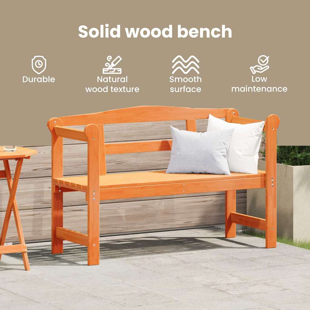 Outdoor bench Brown 119 x 76 x 44cm Solid pine
