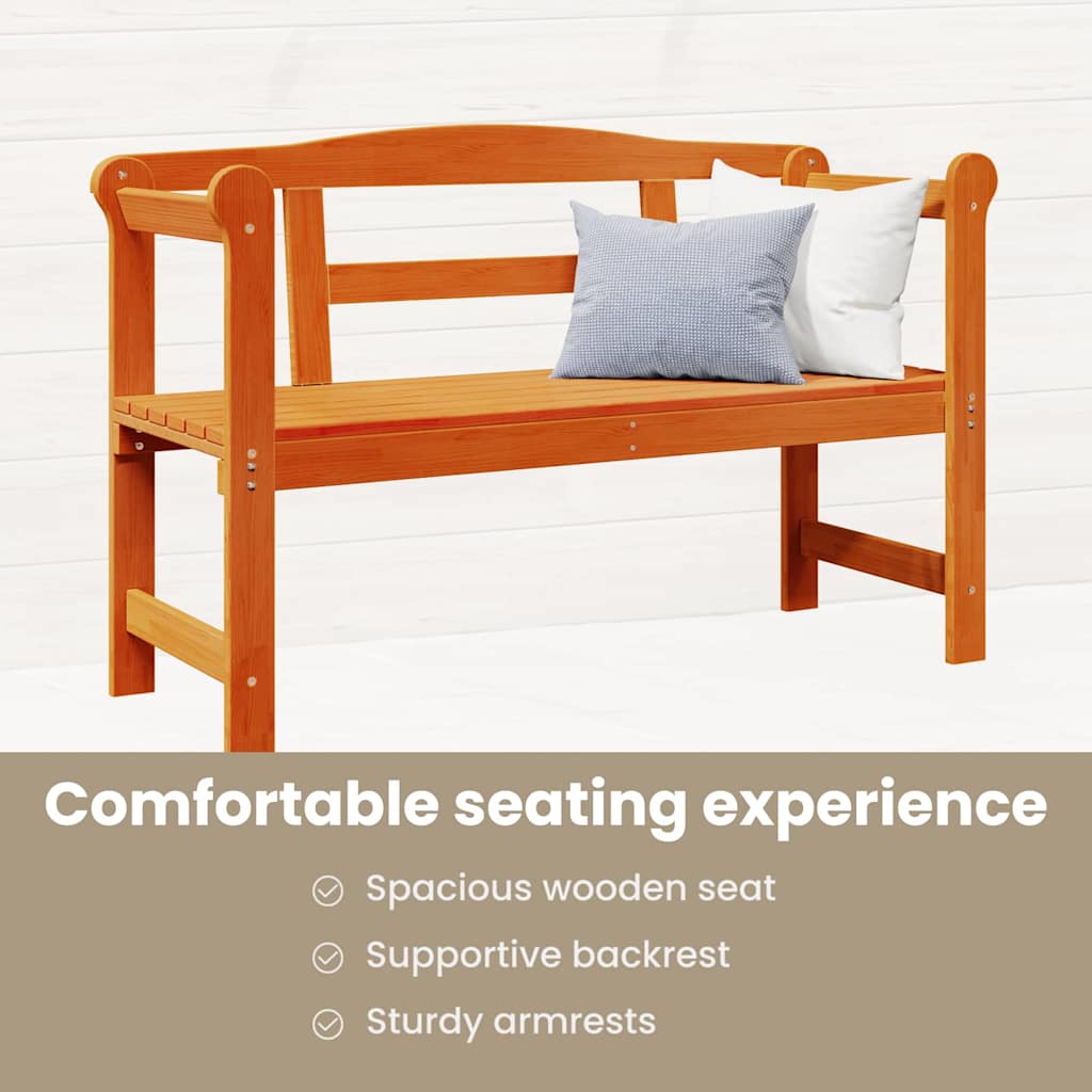 Outdoor bench Brown 119 x 76 x 44cm Solid pine