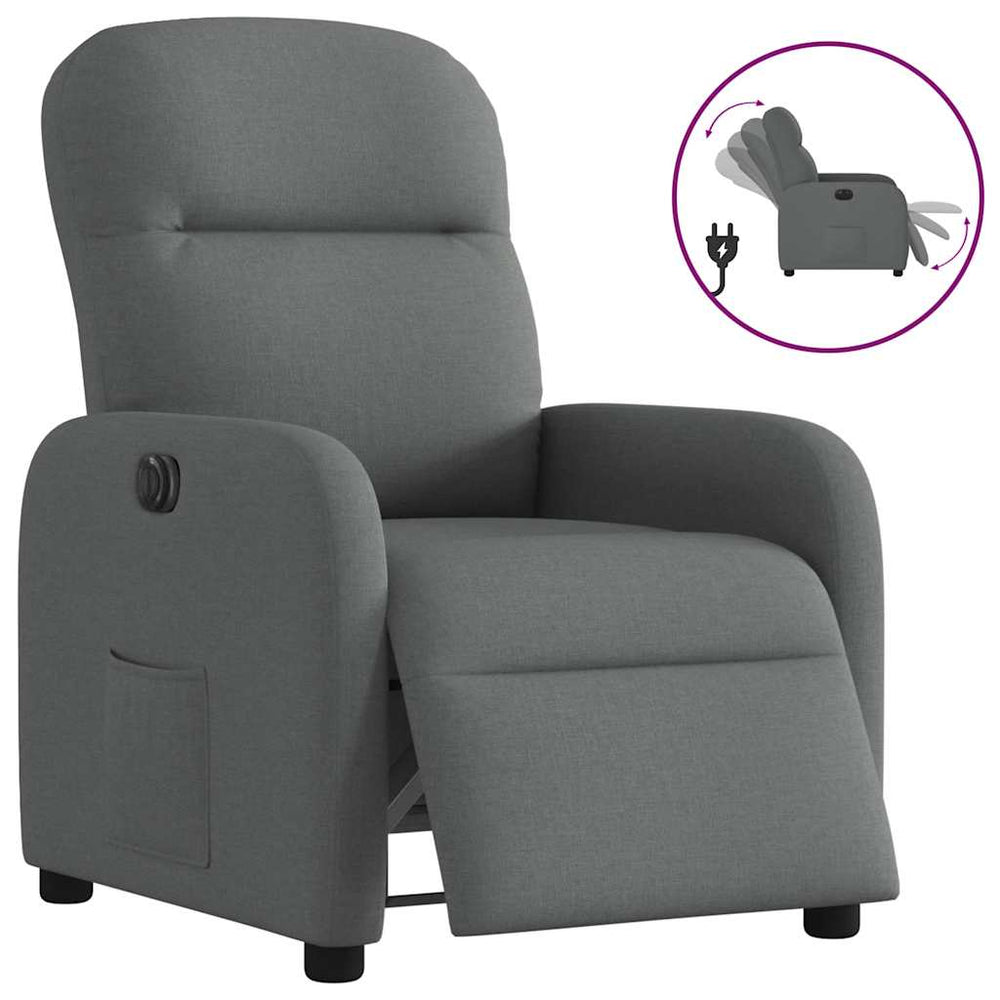 Electric recliner, dark grey, fabric