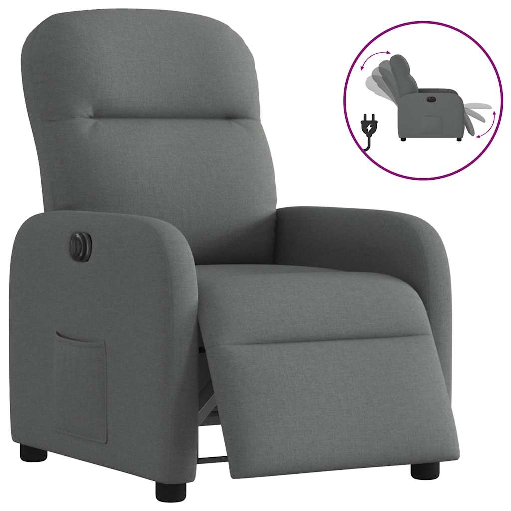 Electric recliner, dark grey, fabric
