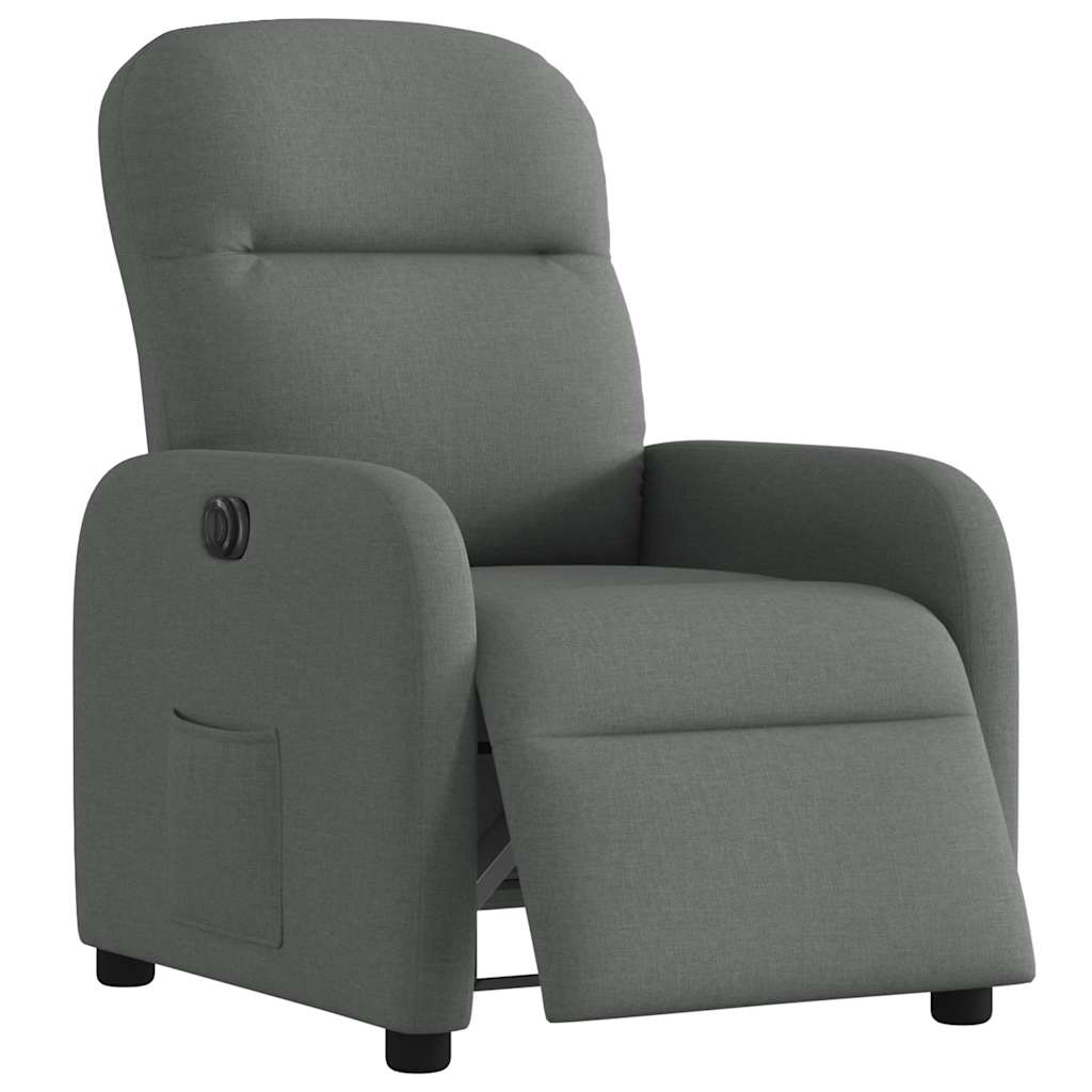 Electric recliner, dark grey, fabric