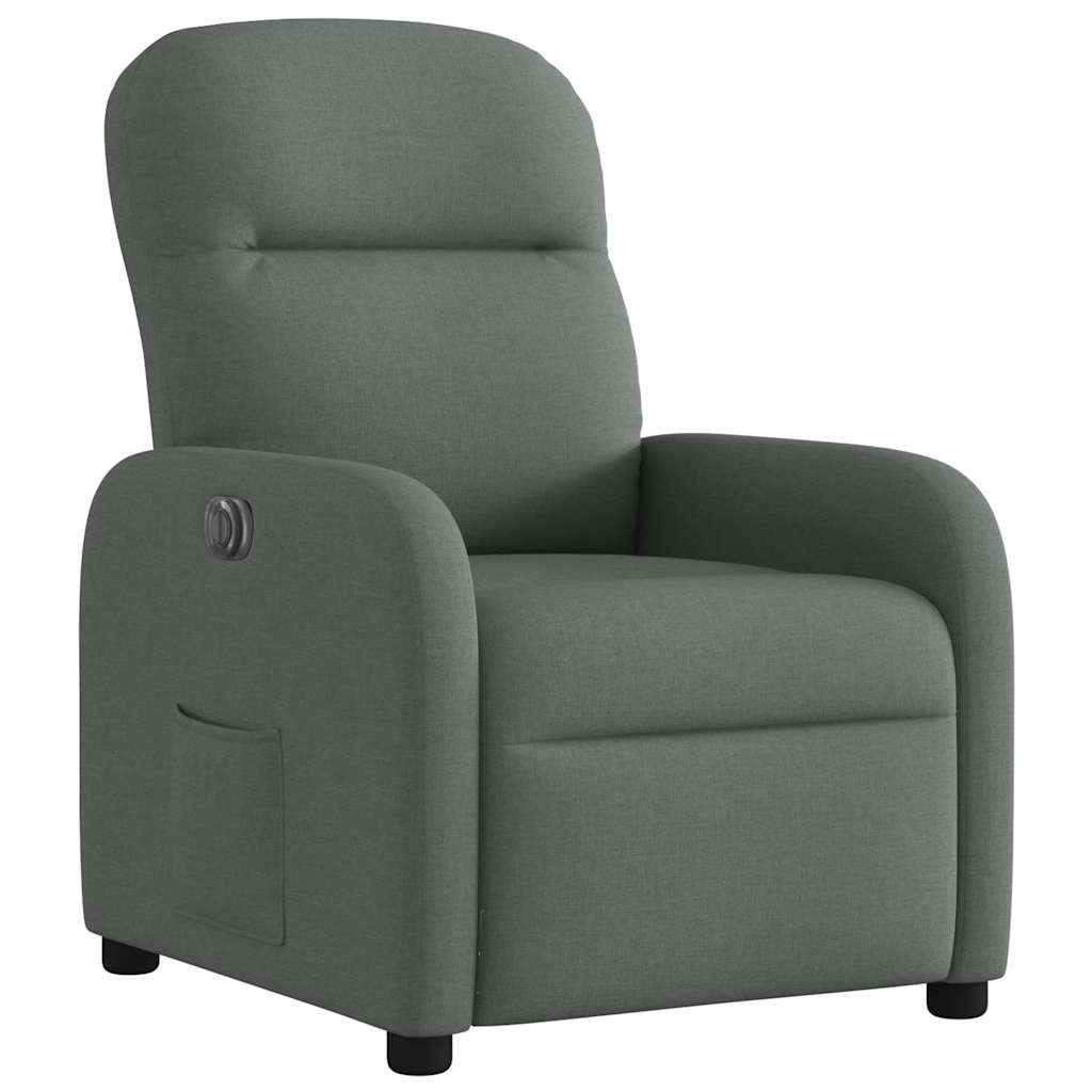 Electric recliner, dark grey, fabric