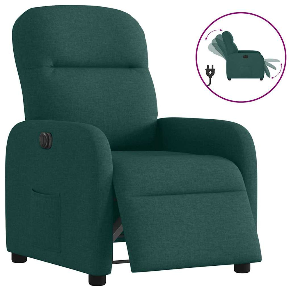 Electric recliner, dark green, fabric