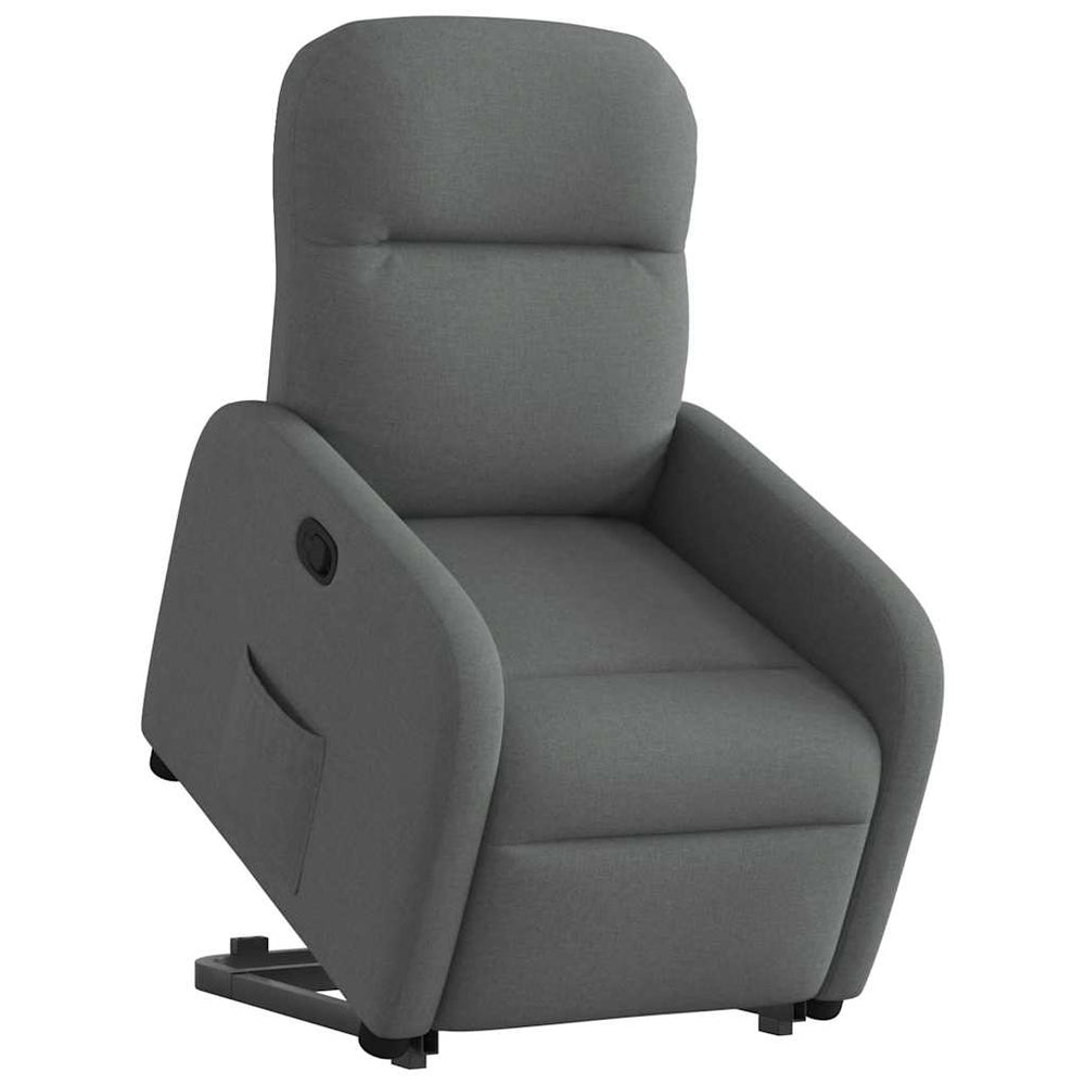 Reclining stand-up armchair, dark gray, fabric