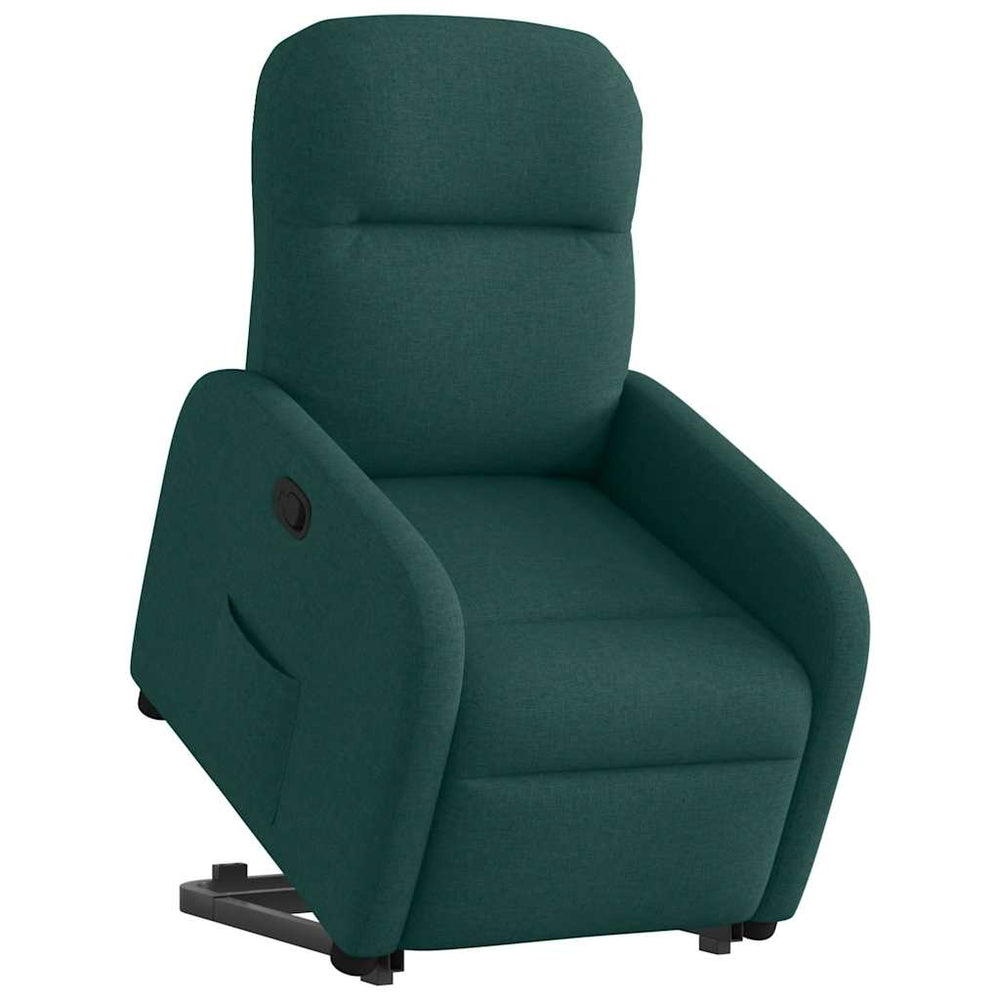 Recliner with lift assistance, dark green, fabric