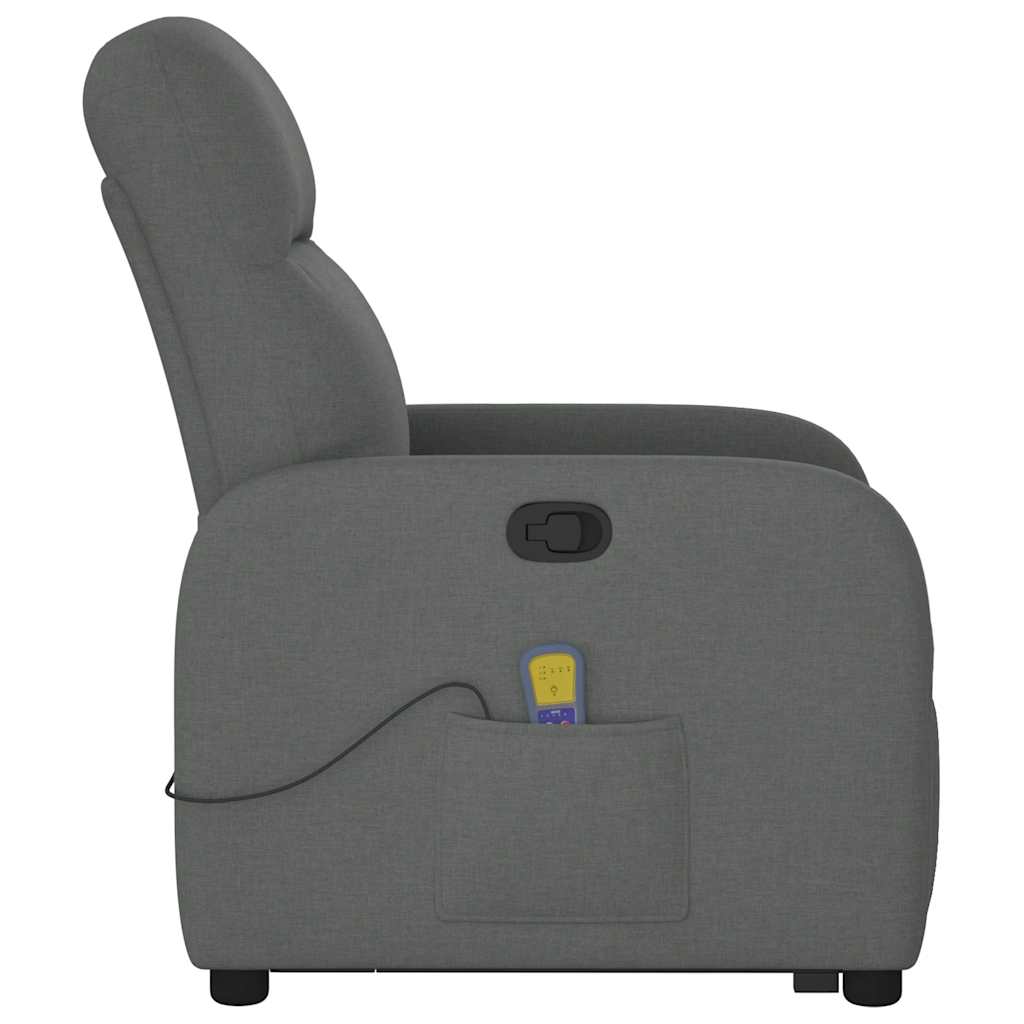 Recliner massage chair, dark gray, fabric