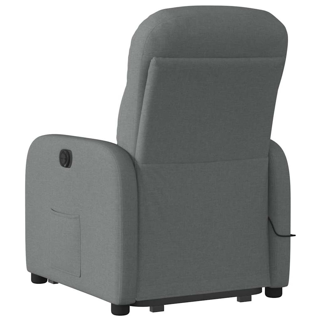 Recliner massage chair, dark gray, fabric