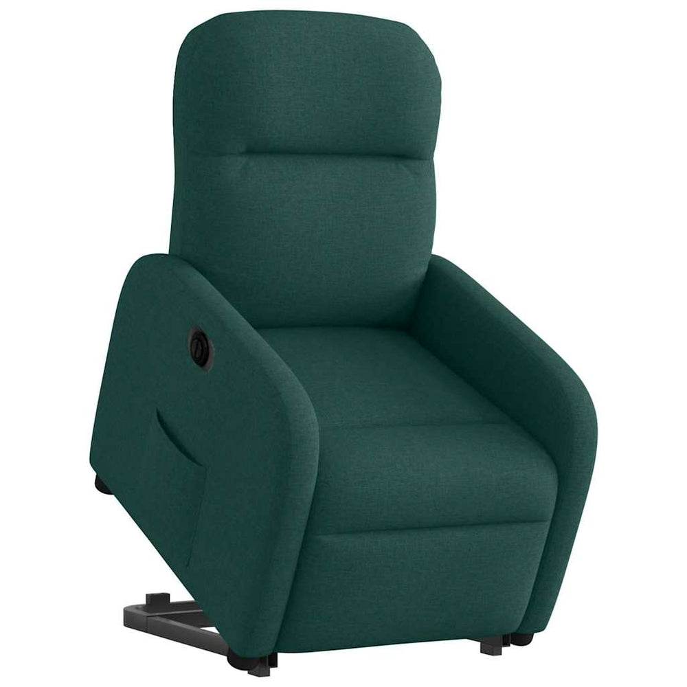 Recliner with lift assistance, dark green, fabric