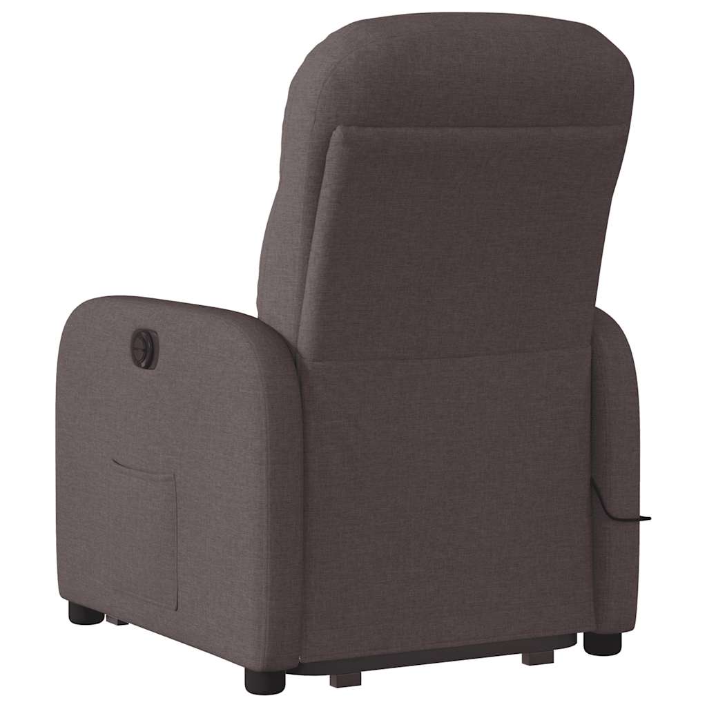 Recliner massage chair, dark brown, fabric