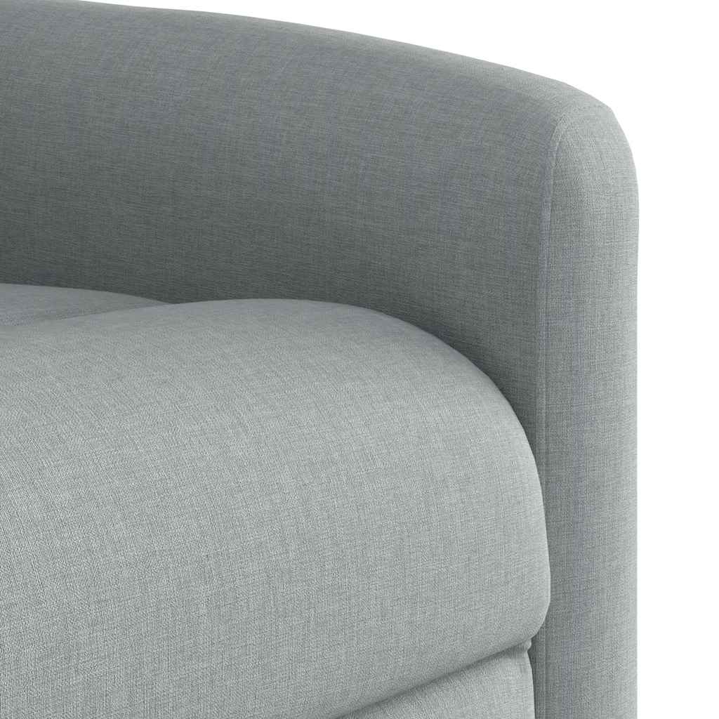 Electric reclining armchair, light grey, fabric