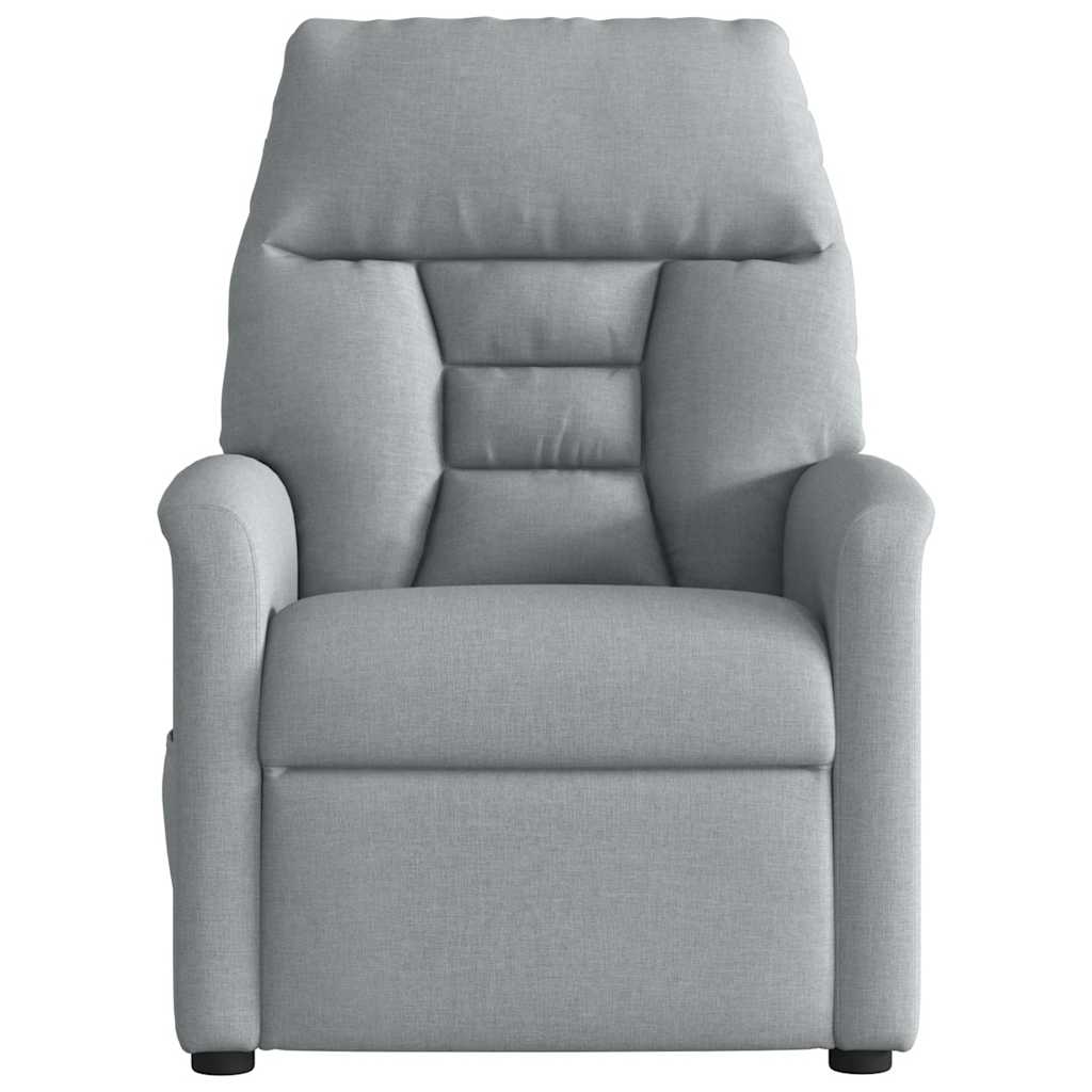 Electric reclining armchair, light grey, fabric