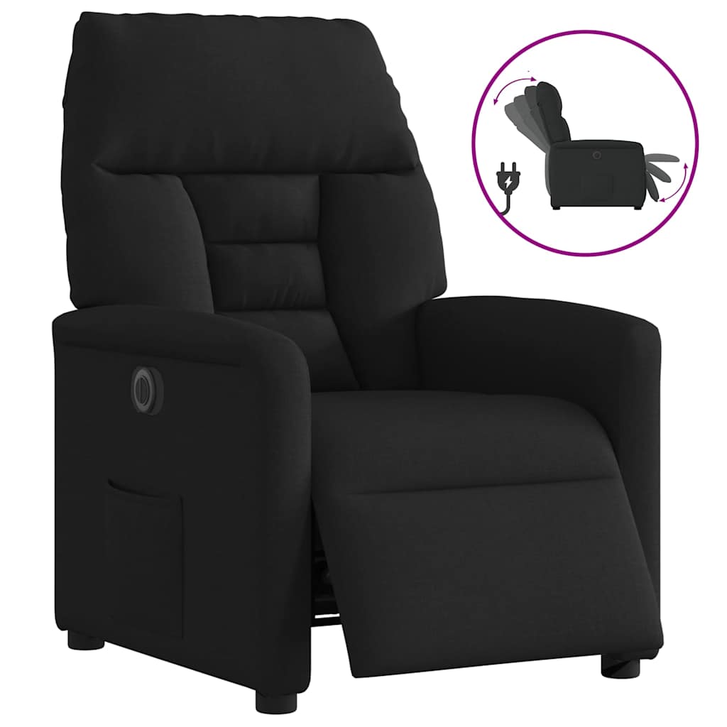 Electric recliner, black, fabric
