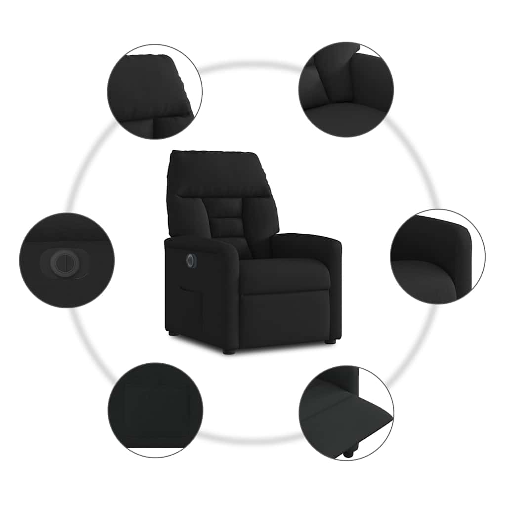 Electric recliner, black, fabric