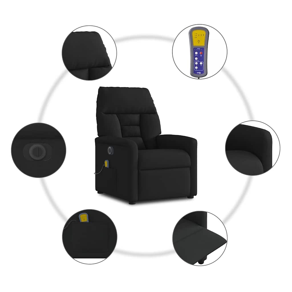 Elektrisks atgāžams masāžas krēsls, melns, audums