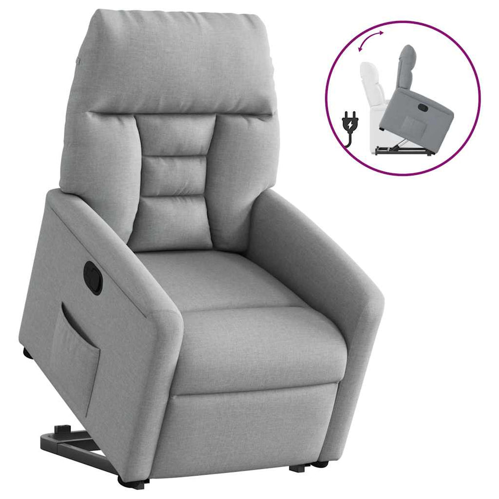 Stand-up recliner, light gray, fabric