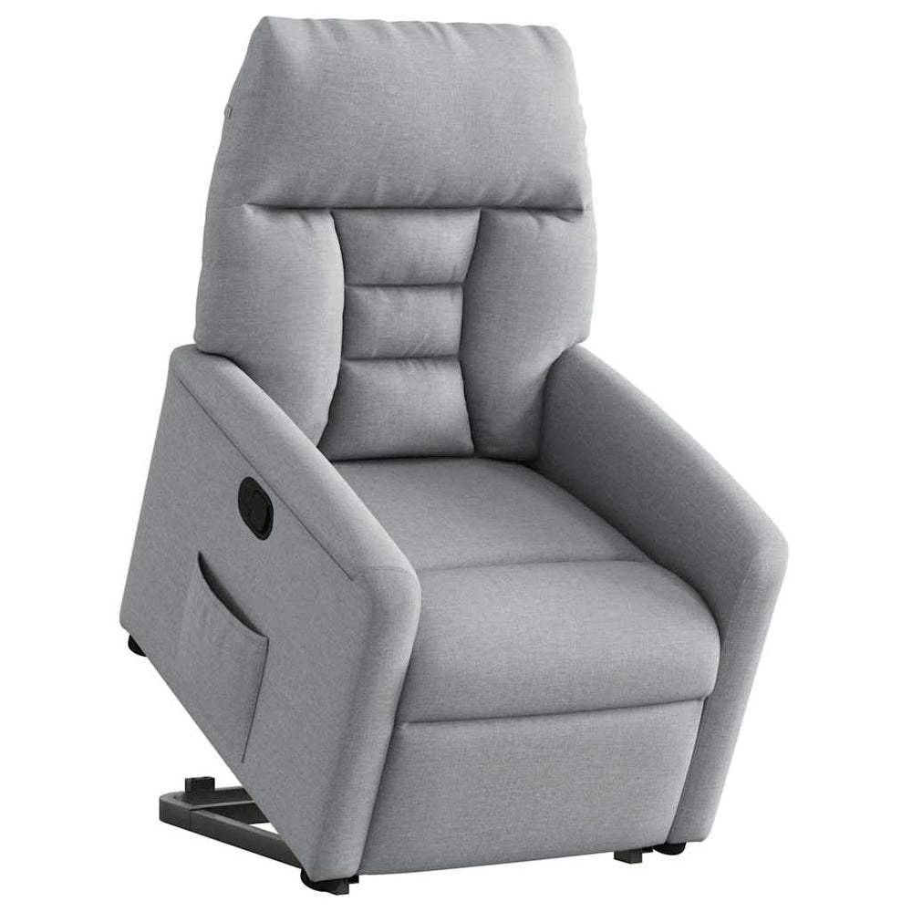 Stand-up recliner, light gray, fabric