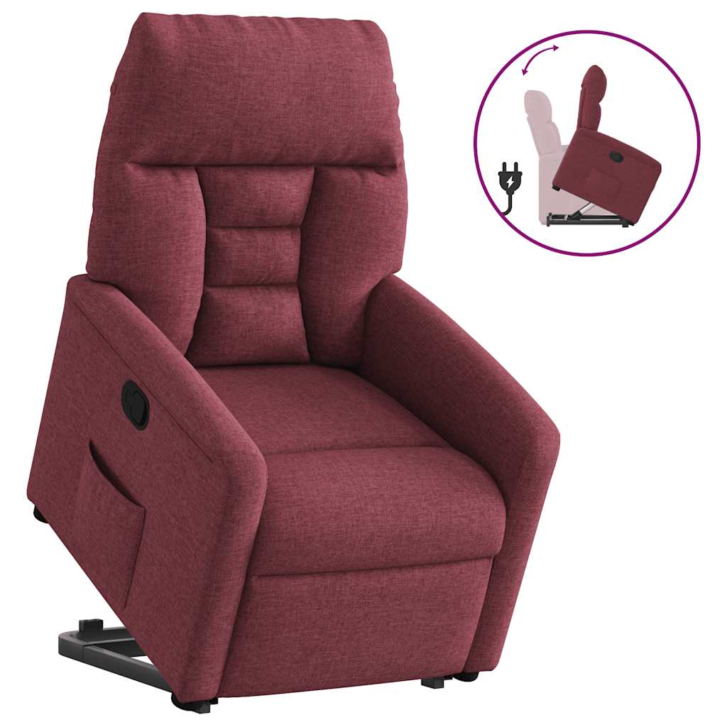 Stand-up recliner, wine red, fabric