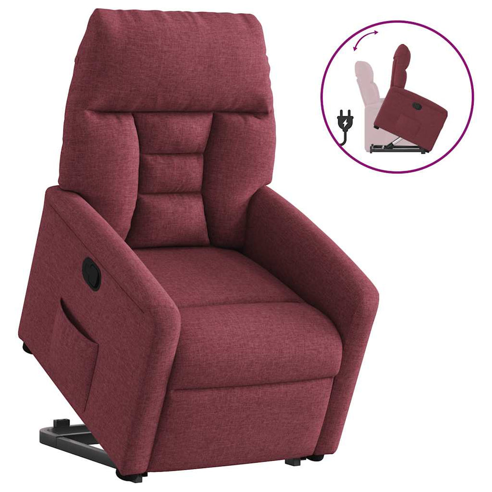 Stand-up recliner, wine red, fabric