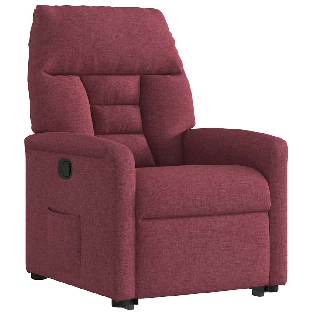 Stand-up recliner, wine red, fabric