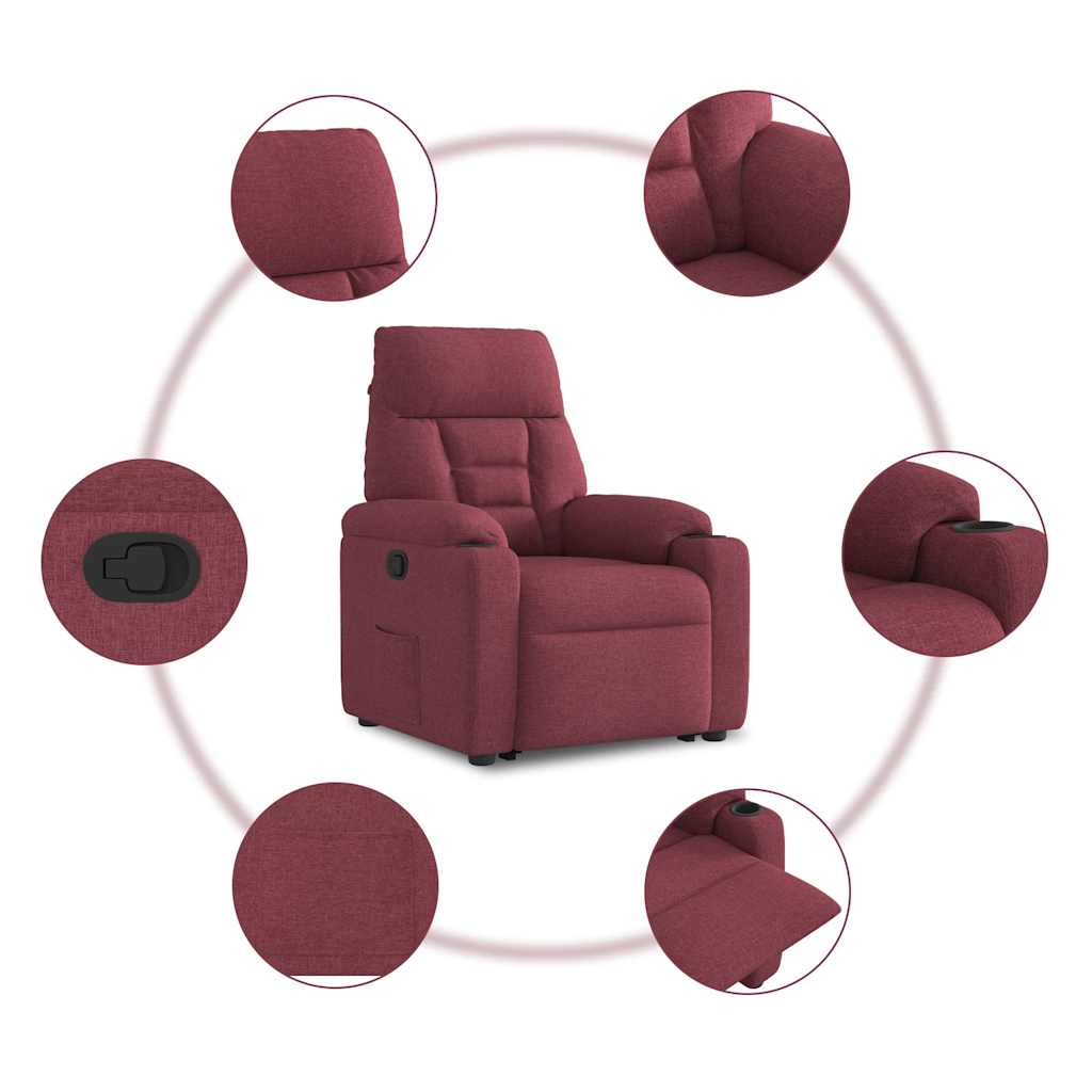Stand-up recliner, wine red, fabric