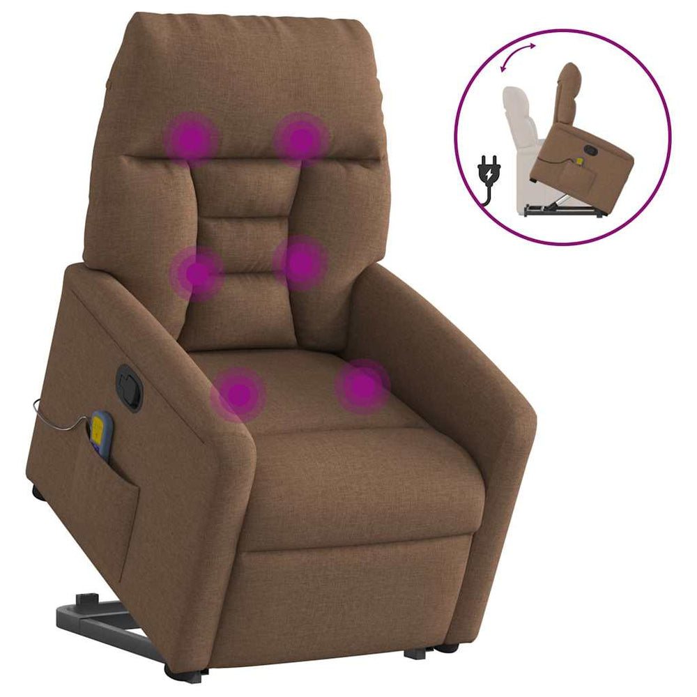 Lift Recliner Massage Chair, brown, fabric