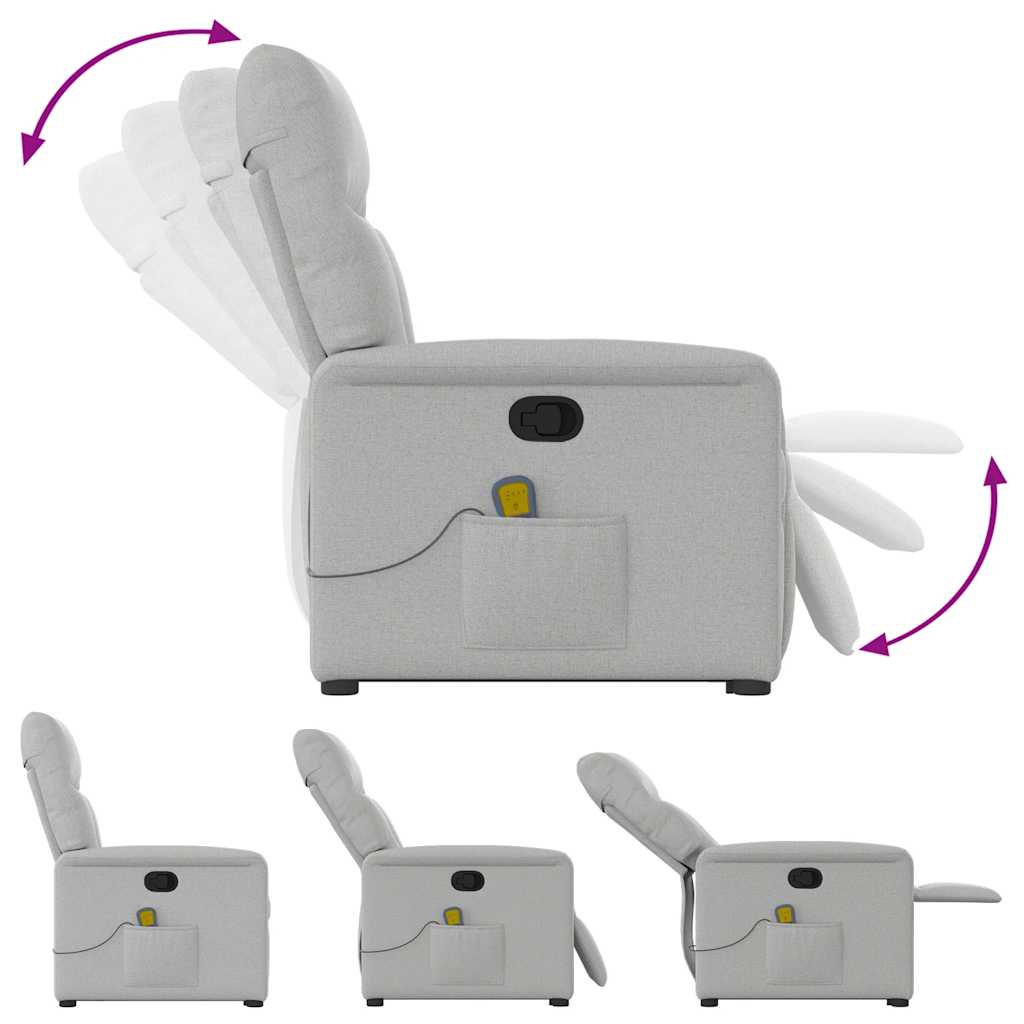 Atsistojantis masažinis krėslas, pilkos spalvos, audinys