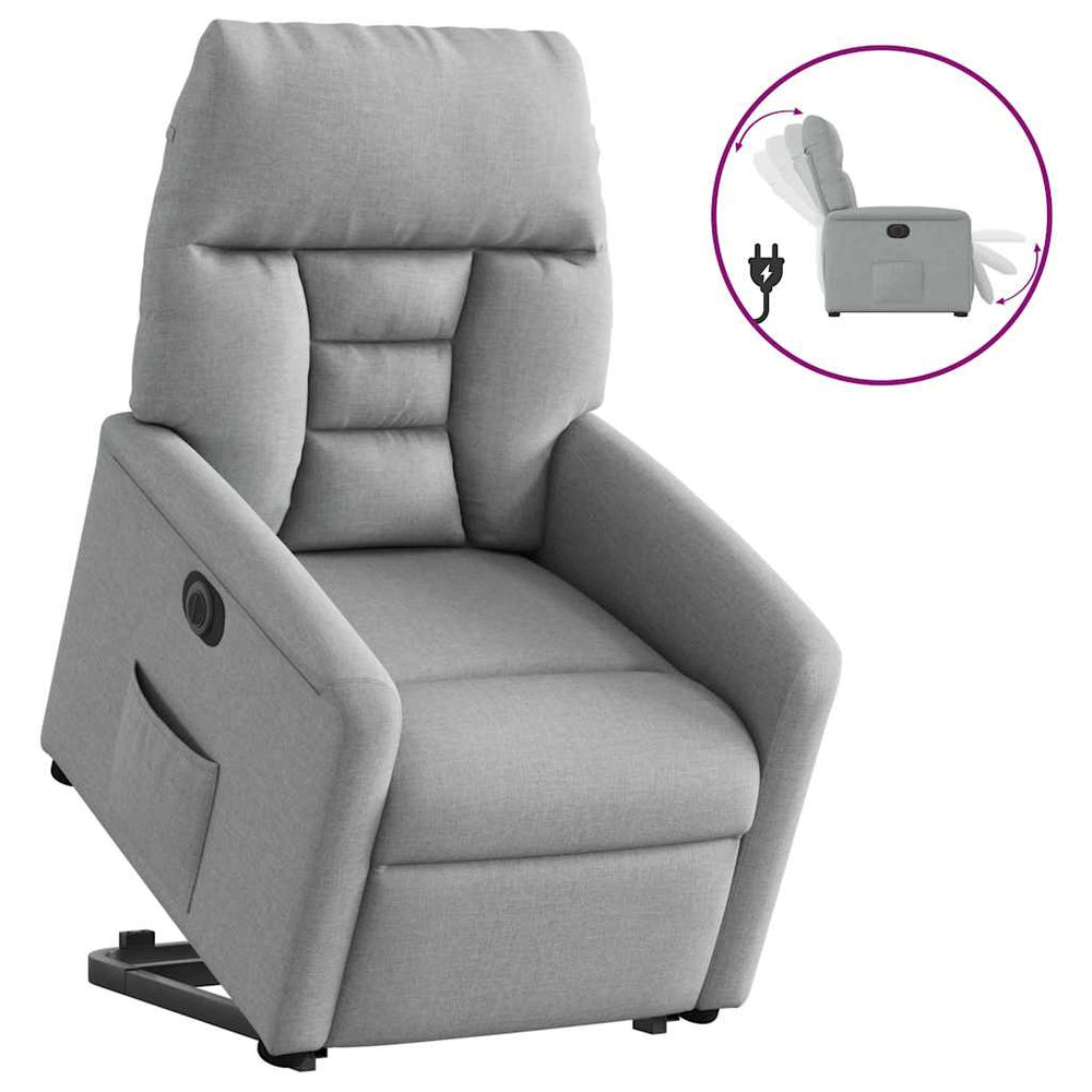 Stand-up recliner, light gray, fabric