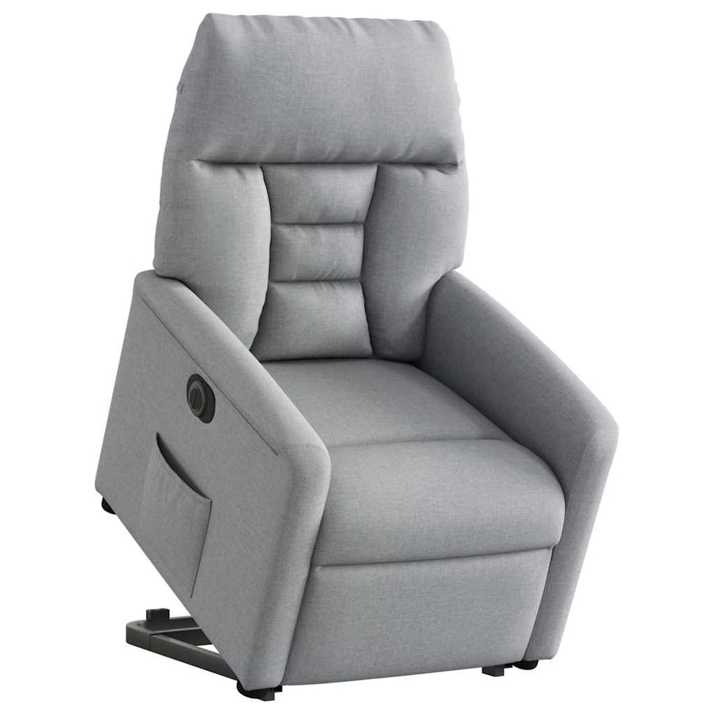Stand-up recliner, light gray, fabric