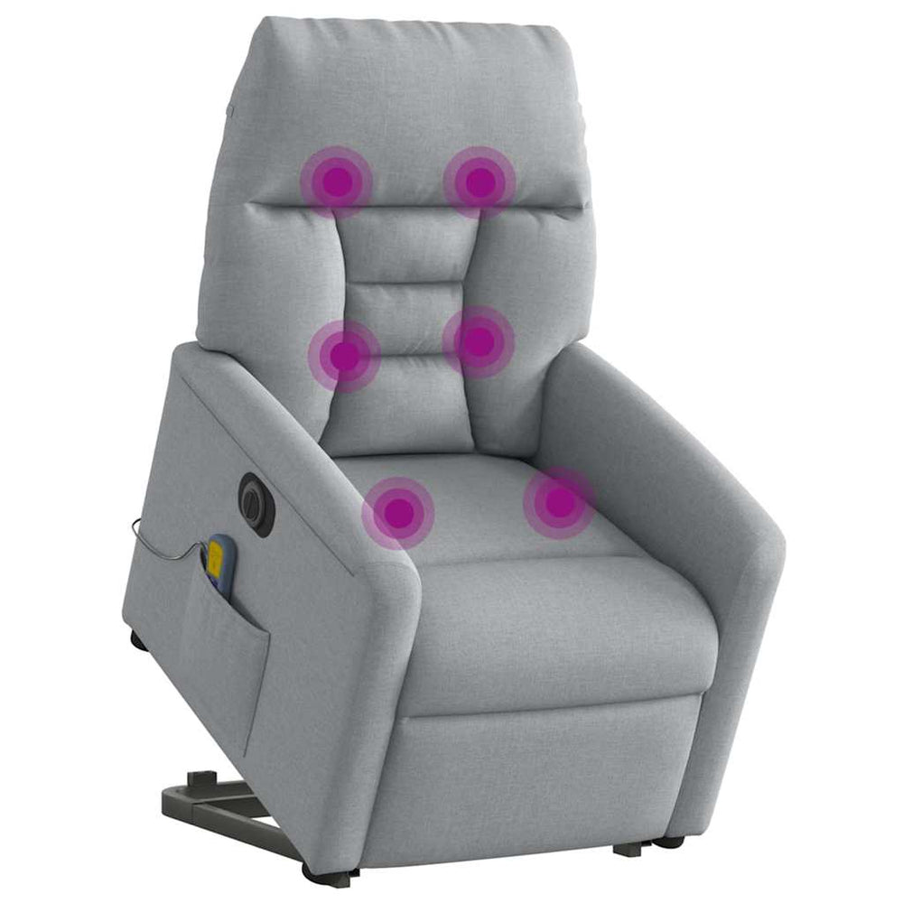 Reclining Massage Chair, Light Grey, Fabric