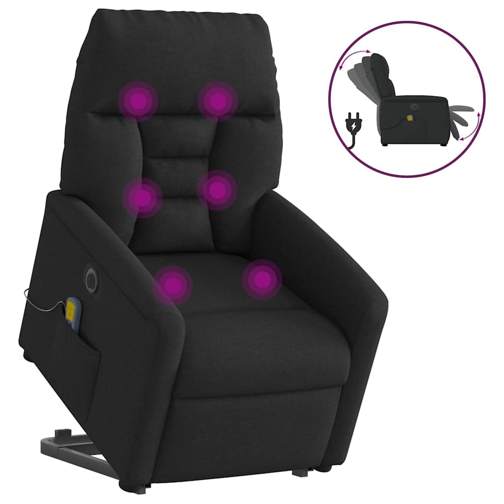 Electric Recliner Massage Chair, Black, Fabric
