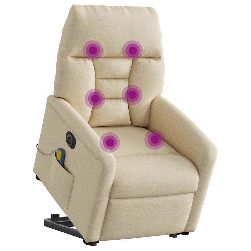Lift Recliner Massage Chair, cream, fabric