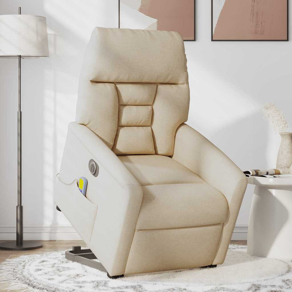 Lift Recliner Massage Chair, cream, fabric